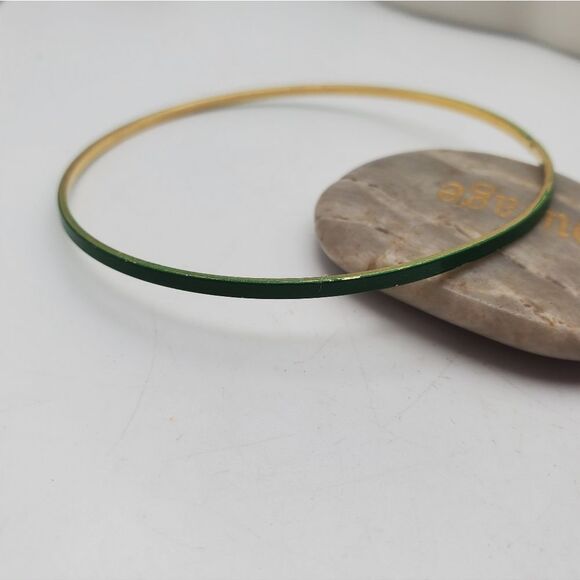 Green enamel vintage thin bracelet - Picture 1 of 2